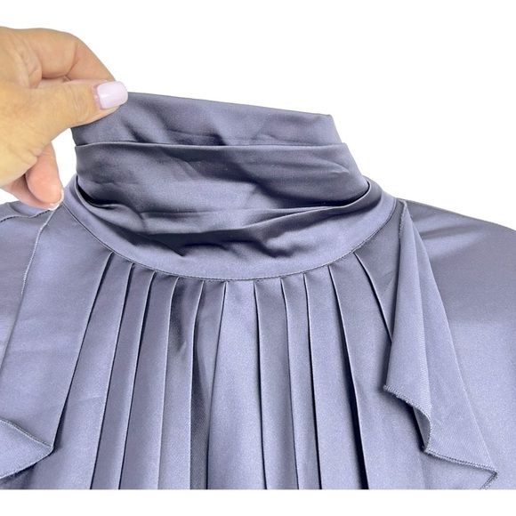 NEW YORK COMPANY COLLECTION Women's XL Gray Dress Silky High Neck - Picture 11 of 14